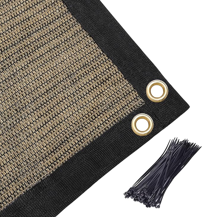 Amagenix 90% Shade Fabric 7'X 15' Mocha Sun Shade Cloth with Grommets for Pergola Replacement Shade Cover Canopy, Heavy Duty, Cable Zip Ties Included (We Customized)