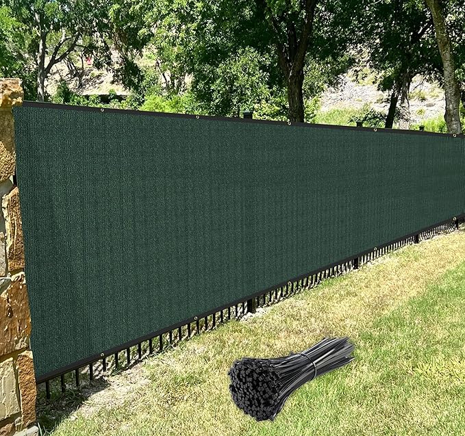 Windscreen4less Privacy Fence Screen Heavy Duty Windscreen Fencing Mesh Fabric Shade Net Cover with Brass Grommtes for Outdoor Wall Garden Yard Pool Deck, 8'x114' Green